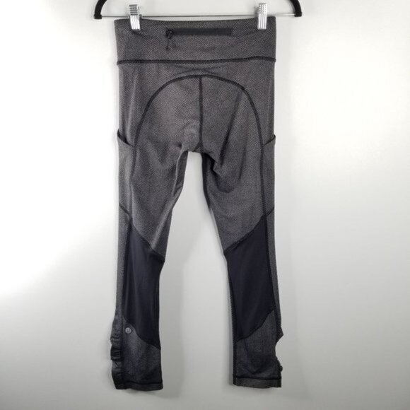 Lululemon Pace Rival Crop 22" Leggings Size 4 Giant Herringbone Heathered Black - Picture 4 of 8